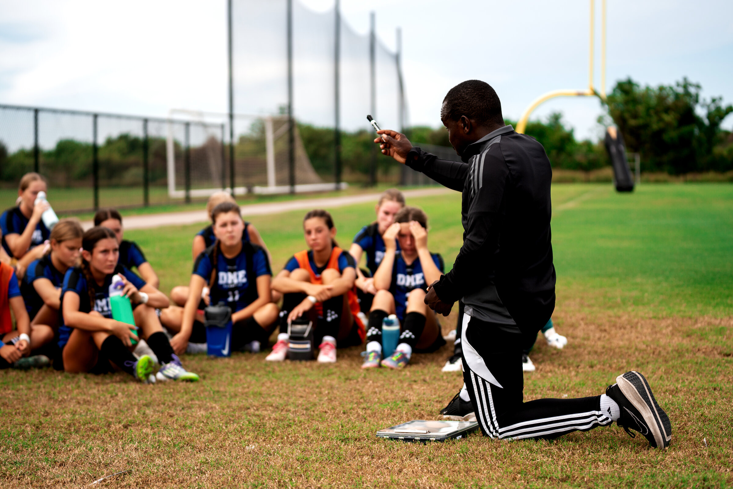 Soccer coaching session at DME Academy
